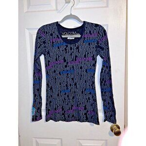 VOLCOM Womens Black Graphic Alphabet Long Sleeve Thermal Top Sz M
